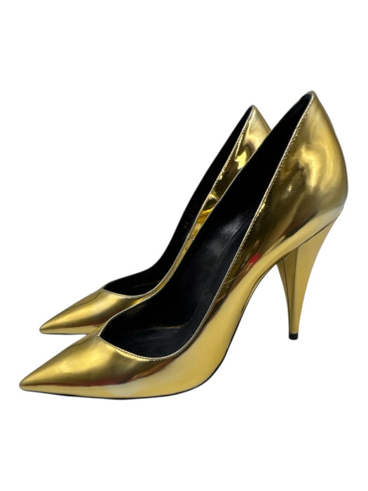 Saint Laurent Shoe Size 36.5 Gold Leather Upper Metallic Pointed Toe Pumps Gold / 36.5