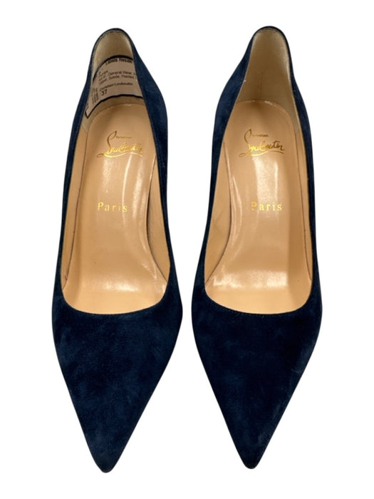 Christian Louboutin Shoe Size 37 Navy Blue Leather Upper Suede Pointed Toe Pumps Navy Blue / 37