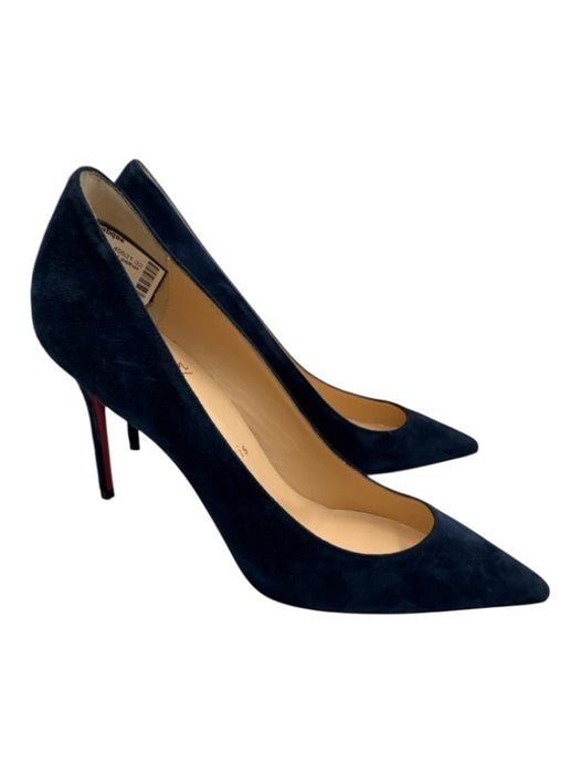 Christian Louboutin Shoe Size 37 Navy Blue Leather Upper Suede Pointed Toe Pumps Navy Blue / 37