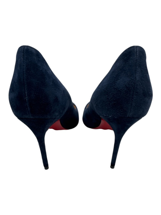 Christian Louboutin Shoe Size 37 Navy Blue Leather Upper Suede Pointed Toe Pumps Navy Blue / 37