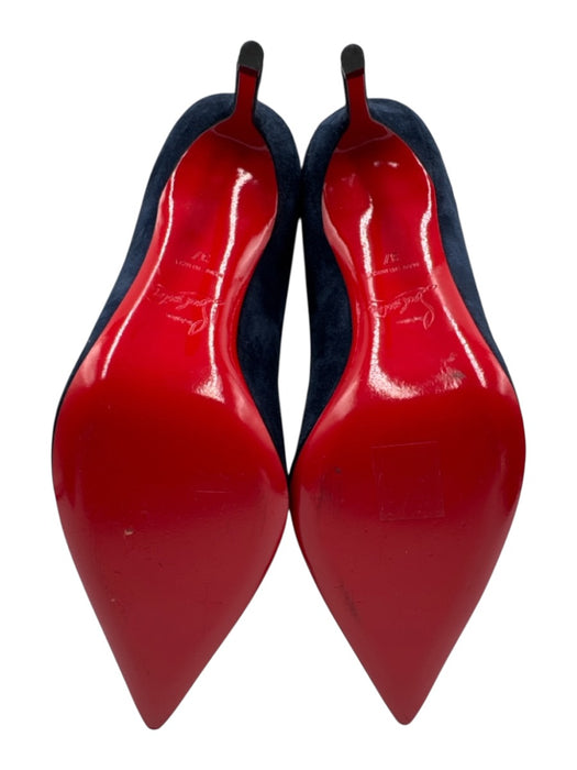 Christian Louboutin Shoe Size 37 Navy Blue Leather Upper Suede Pointed Toe Pumps Navy Blue / 37