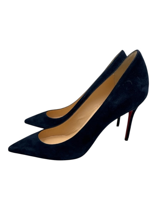 Christian Louboutin Shoe Size 37 Navy Blue Leather Upper Suede Pointed Toe Pumps Navy Blue / 37