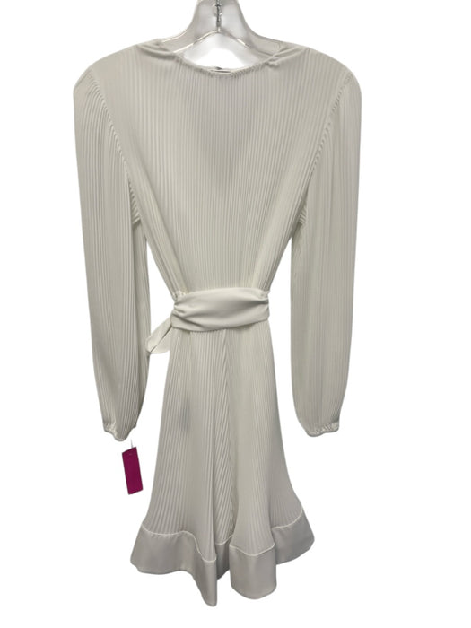 Milly Size 0 White Polyester Long Sleeve Accordion Pleat V Neck Mini Dress White / 0