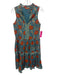 Oliphant Size XXS Blue, Orange, Gold Cotton Sleeveless Floral Print Mini Dress Blue, Orange, Gold / XXS