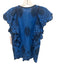 Sea New York Size 0 Blue & Navy Cotton Ruffle Cap Sleeve Floral Eyelet Top Blue & Navy / 0