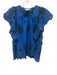 Sea New York Size 0 Blue & Navy Cotton Ruffle Cap Sleeve Floral Eyelet Top Blue & Navy / 0