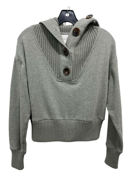 Varley Size XS Sage Gray Cotton Half Button Long Sleeve Collar Pullover Sweater Sage Gray / XS