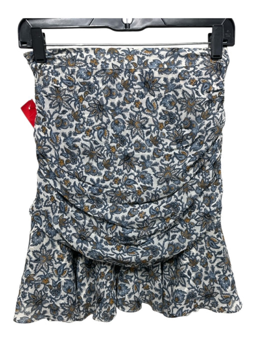 Veronica Beard Size 0 White, Blue, Orange Silk Floral Shirred Mini Skirt White, Blue, Orange / 0
