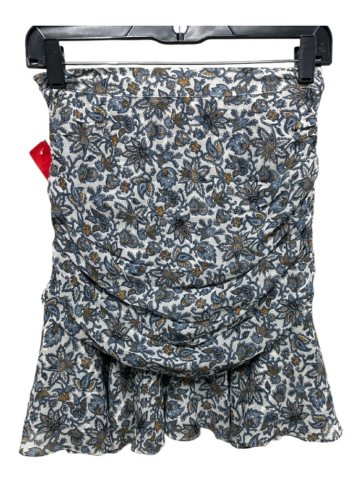 Veronica Beard Size 0 White, Blue, Orange Silk Floral Shirred Mini Skirt White, Blue, Orange / 0