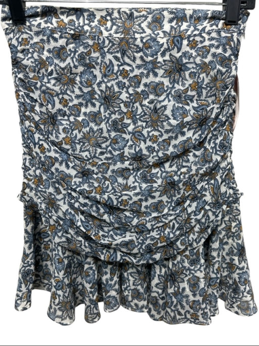 Veronica Beard Size 0 White, Blue, Orange Silk Floral Shirred Mini Skirt White, Blue, Orange / 0