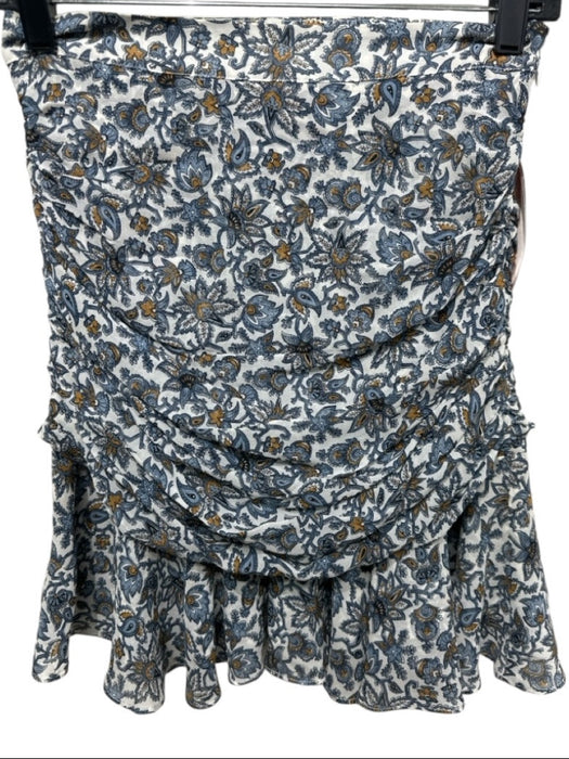 Veronica Beard Size 0 White, Blue, Orange Silk Floral Shirred Mini Skirt White, Blue, Orange / 0