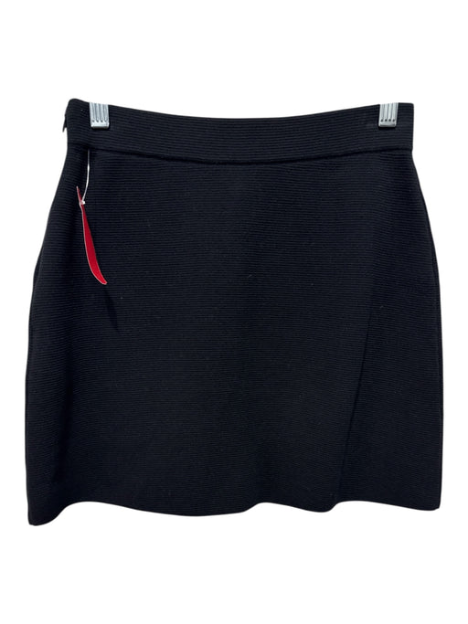 Maje Size XS / 36 Black Cotton Faux Pockets Faux Pearl Button Mini A line Skirt Black / XS / 36