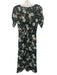 ASTR The Label Size XS Black, Green, Cream Polyester Short Sleeve V Neck Dress Black, Green, Cream / XS