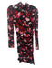 A.L.C. Size 0 Black, Red, Pink Silk Long puff sleeve Floral Print Midi Dress Black, Red, Pink / 0