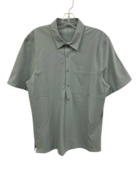 Lululemon Size Est L Blue Synthetic Solid Polo Men's Short Sleeve Blue / Est L