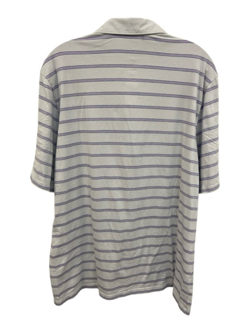 Criquet Size L White & Red Cotton Striped Polo Men's Short Sleeve White & Red / L