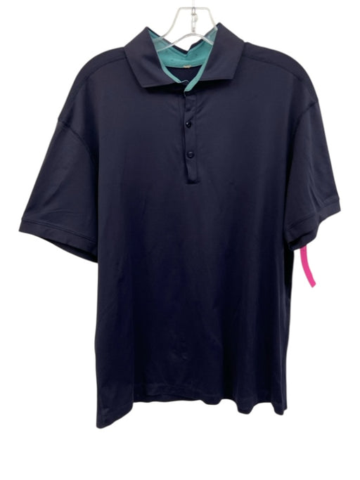 Greyson Size Est L Blue Synthetic Solid Polo Athleisure Men's Short Sleeve Blue / Est L