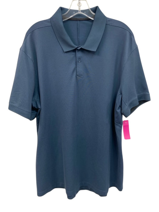 Lululemon Size Est L Blue Synthetic Solid Polo Athleisure Men's Short Sleeve Blue / Est L
