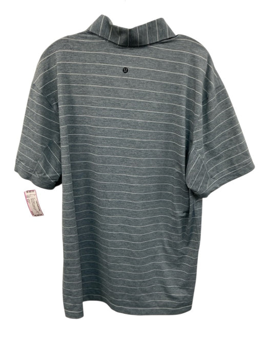 Lululemon Size Est L Blue & White Synthetic Striped Polo Athleisure Short Sleeve Blue & White / Est L