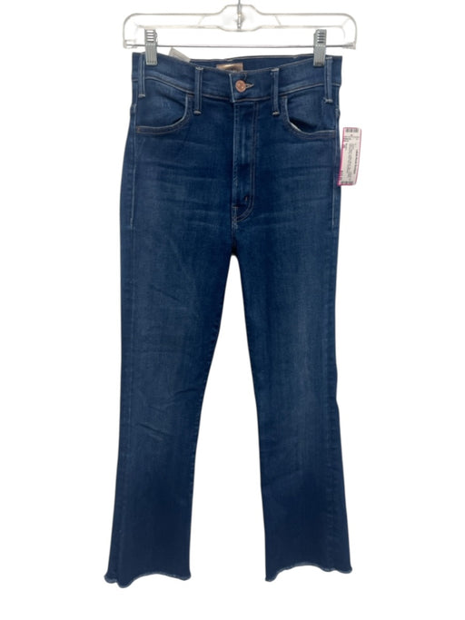 Mother Size 26 Dark Wash Cotton Blend Zip & Button Whiskering Raw Hem Jeans Dark Wash / 26