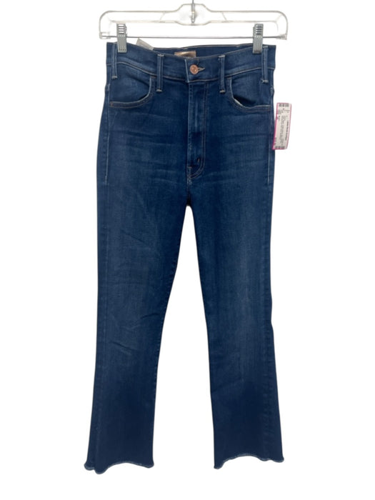 Mother Size 26 Dark Wash Cotton Blend Zip & Button Whiskering Raw Hem Jeans Dark Wash / 26
