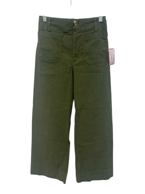 Maeve Size 26 Green Viscose Blend Zip & Button Patch Pocket Trouser Pants Green / 26