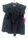 By Anthropologie Size M Black Lyocell blend Sleeveless Button Front Ruffles Top Black / M