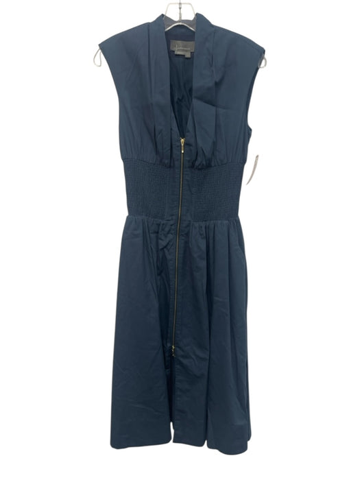 By Anthropologie Size S Navy Cotton Blend Sleeveless Zip Front V Neck Dress Navy / S