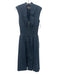 By Anthropologie Size S Navy Cotton Blend Sleeveless Zip Front V Neck Dress Navy / S