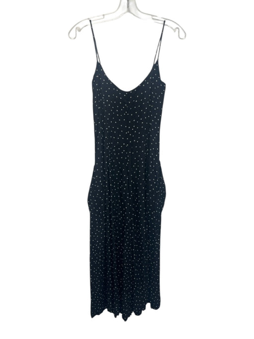 Ann Taylor Size 2 Navy & white Rayon Patch Pockets Polka Dot Sleeveless Jumpsuit Navy & white / 2