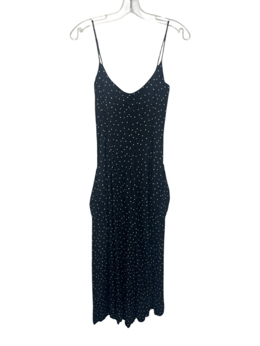 Ann Taylor Size 2 Navy & white Rayon Patch Pockets Polka Dot Sleeveless Jumpsuit Navy & white / 2