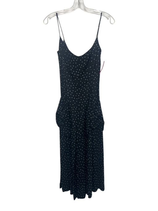 Ann Taylor Size 2 Navy & white Rayon Patch Pockets Polka Dot Sleeveless Jumpsuit Navy & white / 2
