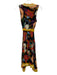 Maeve Size 6 Black, Yellow & Multi Viscose Floral Tie Waist Midi V Neck Dress Black, Yellow & Multi / 6