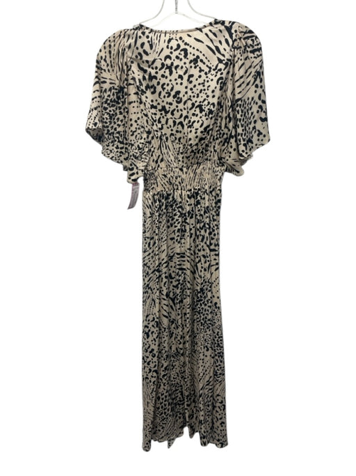 Grade & Gather Size S White & Black Polyester V Neck Printed Sleeveless Dress White & Black / S