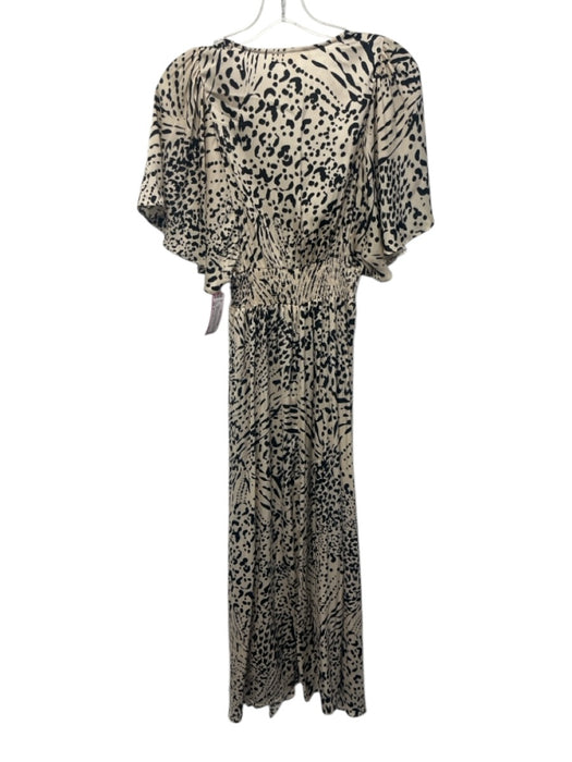 Grade & Gather Size S White & Black Polyester V Neck Printed Sleeveless Dress White & Black / S
