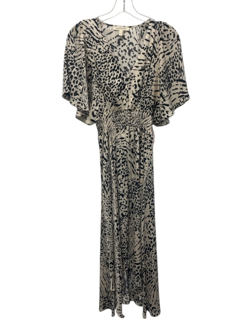 Grade & Gather Size S White & Black Polyester V Neck Printed Sleeveless Dress White & Black / S