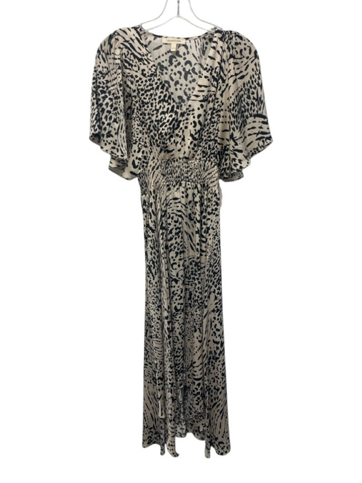 Grade & Gather Size S White & Black Polyester V Neck Printed Sleeveless Dress White & Black / S
