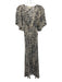 Grade & Gather Size S White & Black Polyester V Neck Printed Sleeveless Dress White & Black / S