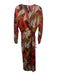 By Anthropologie Size XS Orange & Multi Viscose Blend V Neck Wrap Printed Dress Orange & Multi / XS