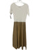 Gap Size S White & Brown Cotton Blend Colorblock Short Sleeve Pockets Dress White & Brown / S