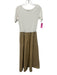 Gap Size S White & Brown Cotton Blend Colorblock Short Sleeve Pockets Dress White & Brown / S