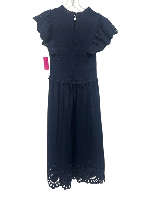 J. McLaughlin Size S Navy Cotton Keyhole Back Sleeveless Smocked Waist Dress Navy / S