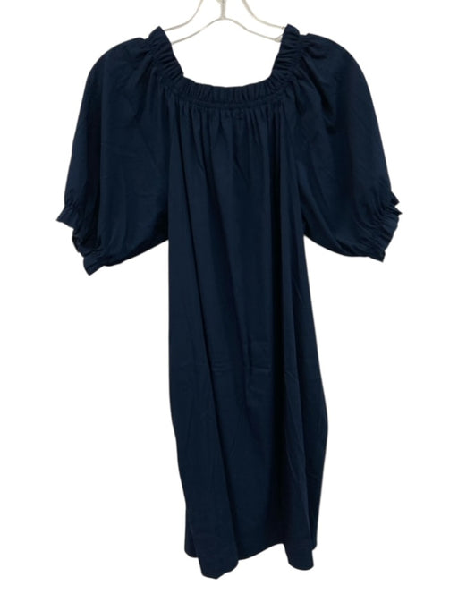 Mersea Size S Navy Rayon Puff Sleeves Knee Length Off Shoulder Dress Navy / S