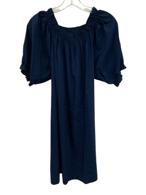 Mersea Size S Navy Rayon Puff Sleeves Knee Length Off Shoulder Dress Navy / S