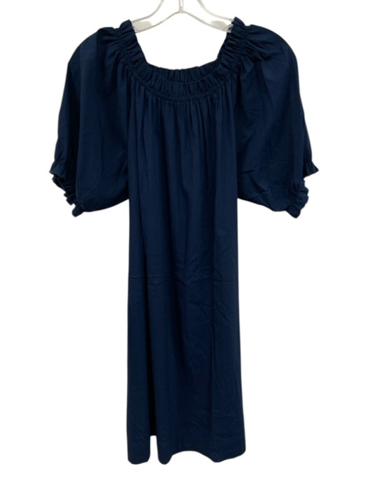 Mersea Size S Navy Rayon Puff Sleeves Knee Length Off Shoulder Dress Navy / S