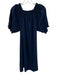 Mersea Size S Navy Rayon Puff Sleeves Knee Length Off Shoulder Dress Navy / S