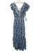 Aqua Size XS Blue Poly Blend Printed Gold Thread Maxi Flutter Sleeve Dress Blue / XS