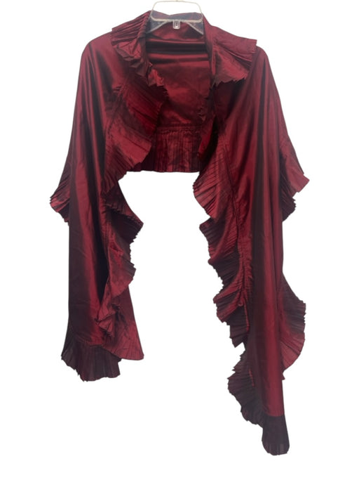 Elizabeth Gillett Maroon Silk Pleats Iridescent scarf Maroon / L
