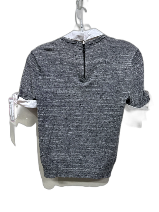 Alice + Olivia Size Small Gray & White Cotton & Wool Heathered Short Sleeve Top Gray & White / Small