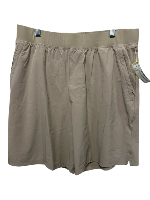 Alo Size L Tan Synthetic Solid Athletic Men's Shorts Tan / L